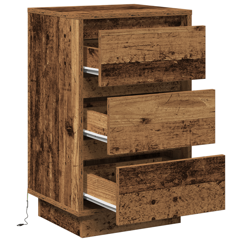 Casa si Gradina - Mobilier - Comode si corpuri - Noptiere - Noptiera cu LED Lemn Vechi 39x34.5x65 cm Lemn prelucrat - Infinity.ro