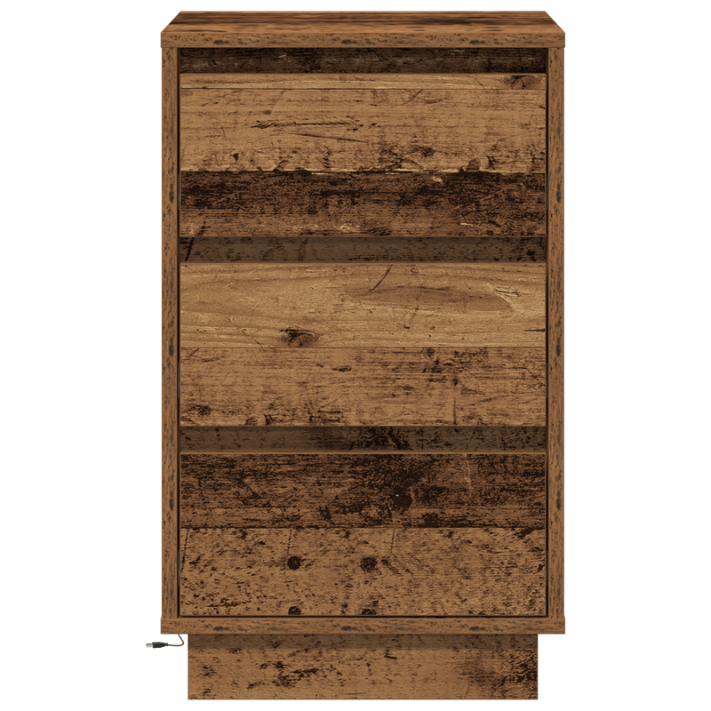 Casa si Gradina - Mobilier - Comode si corpuri - Noptiere - Noptiera cu LED Lemn Vechi 39x34.5x65 cm Lemn prelucrat - Infinity.ro
