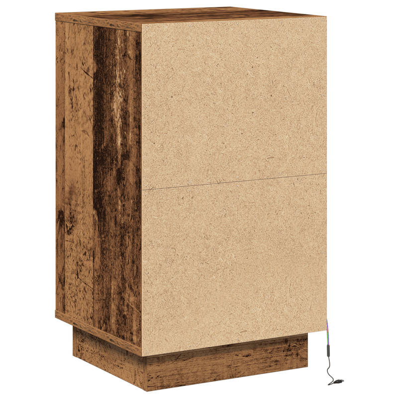 Casa si Gradina - Mobilier - Comode si corpuri - Noptiere - Noptiera cu LED Lemn Vechi 39x34.5x65 cm Lemn prelucrat - Infinity.ro