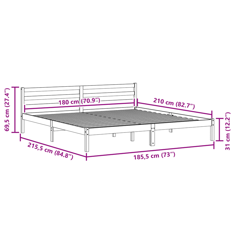Casa si Gradina - Mobilier - Paturi si accesorii - Paturi - Cadru de pat cu tablie, 180x210 cm, lemn masiv de pin - Infinity.ro