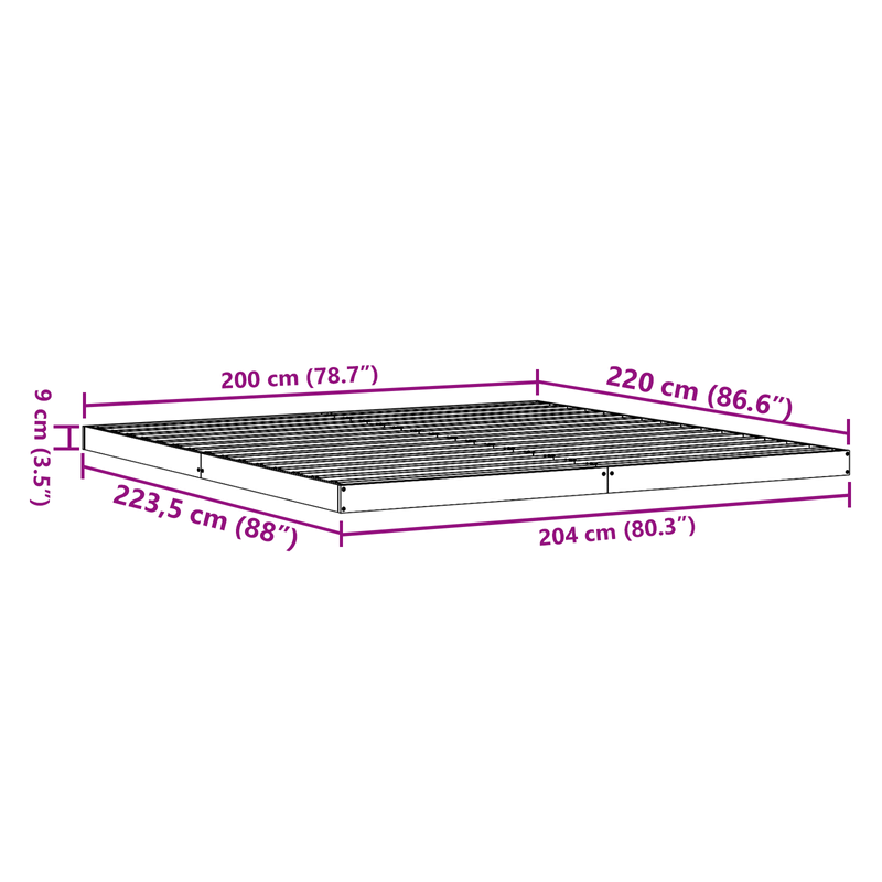Casa si Gradina - Mobilier - Paturi si accesorii - Paturi - Cadru de pat de podea, 200x220 cm, lemn masiv de pin - Infinity.ro