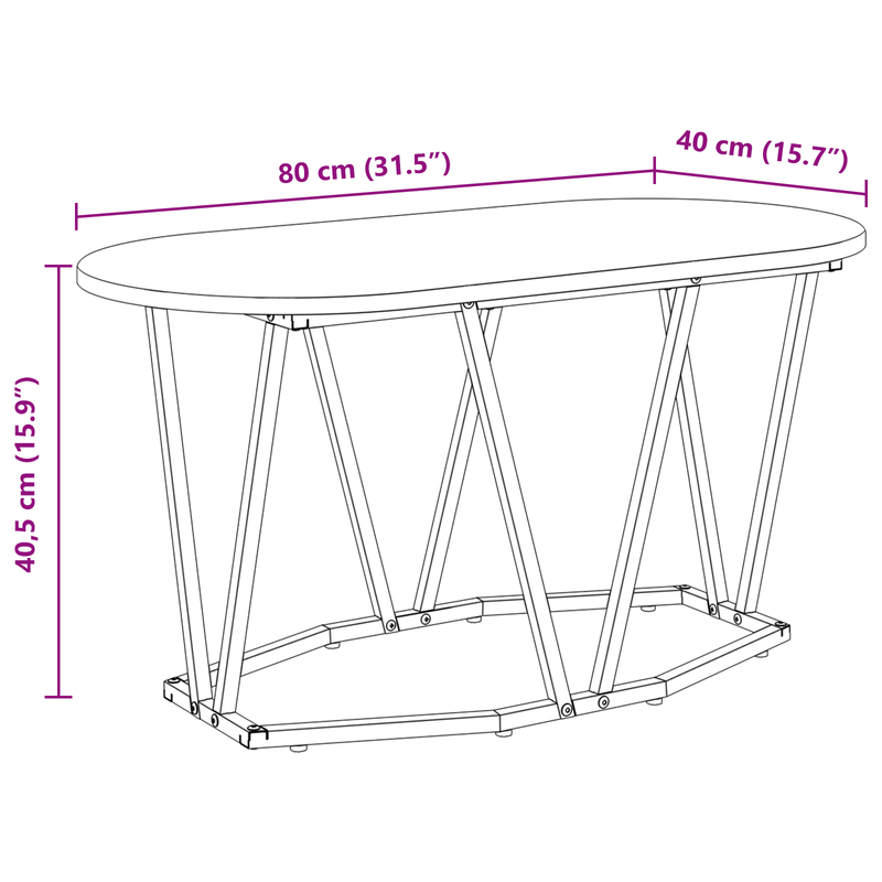 Casa si Gradina - Mobilier - Mese si birouri - Masute de cafea - Masa de cafea  din stejar Sonoma, 80x40x40,5 cm, din lemn compozit si metal - Infinity.ro