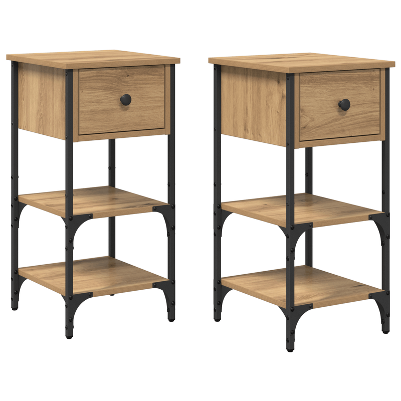 Casa si Gradina - Mobilier - Comode si corpuri - Noptiere - Cabi netele de noptiera 2 bucati Stejar artizanal 34x36x70 cm Lemn compus - Infinity.ro