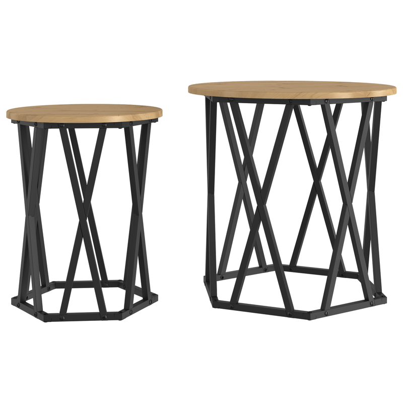 Casa si Gradina - Mobilier - Mese si birouri - Masute de cafea - Mese laterale, 2 buc, stejar artizanal, lemn prelucrat - Infinity.ro