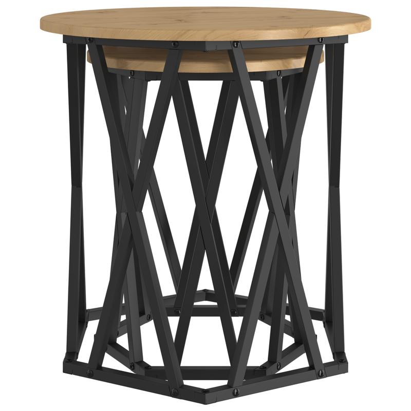Casa si Gradina - Mobilier - Mese si birouri - Masute de cafea - Mese laterale, 2 buc, stejar artizanal, lemn prelucrat - Infinity.ro