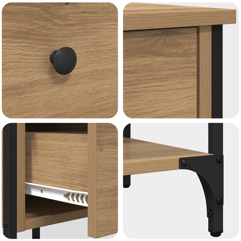 Casa si Gradina - Mobilier - Comode si corpuri - Noptiere - Cabi netele de noptiera 2 bucati Stejar artizanal 34x36x70 cm Lemn compus - Infinity.ro