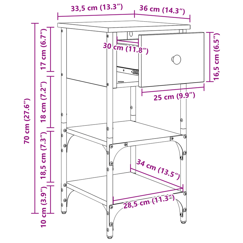 Casa si Gradina - Mobilier - Comode si corpuri - Noptiere - Cabi netele de noptiera 2 bucati Stejar artizanal 34x36x70 cm Lemn compus - Infinity.ro