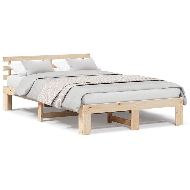 Casa si Gradina - Mobilier - Paturi si accesorii - Paturi - Cadru de pat din lemn de pin Natural Lemn masiv de pin 120 x 200 cm - Infinity.ro