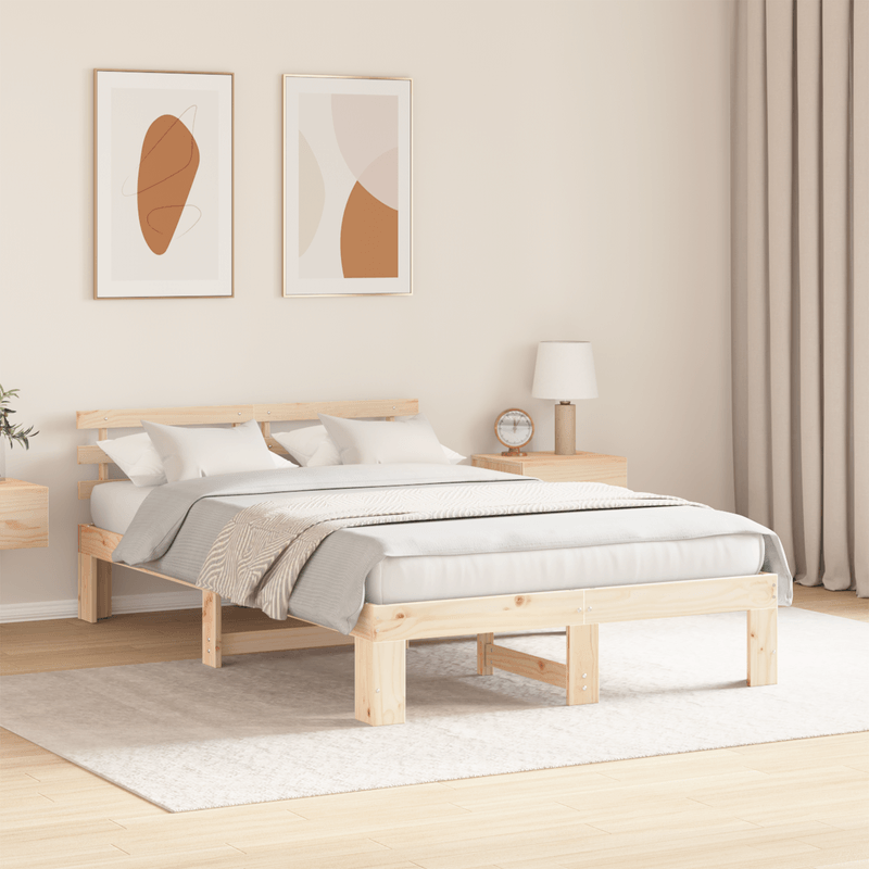 Casa si Gradina - Mobilier - Paturi si accesorii - Paturi - Cadru de pat din lemn de pin Natural Lemn masiv de pin 120 x 200 cm - Infinity.ro