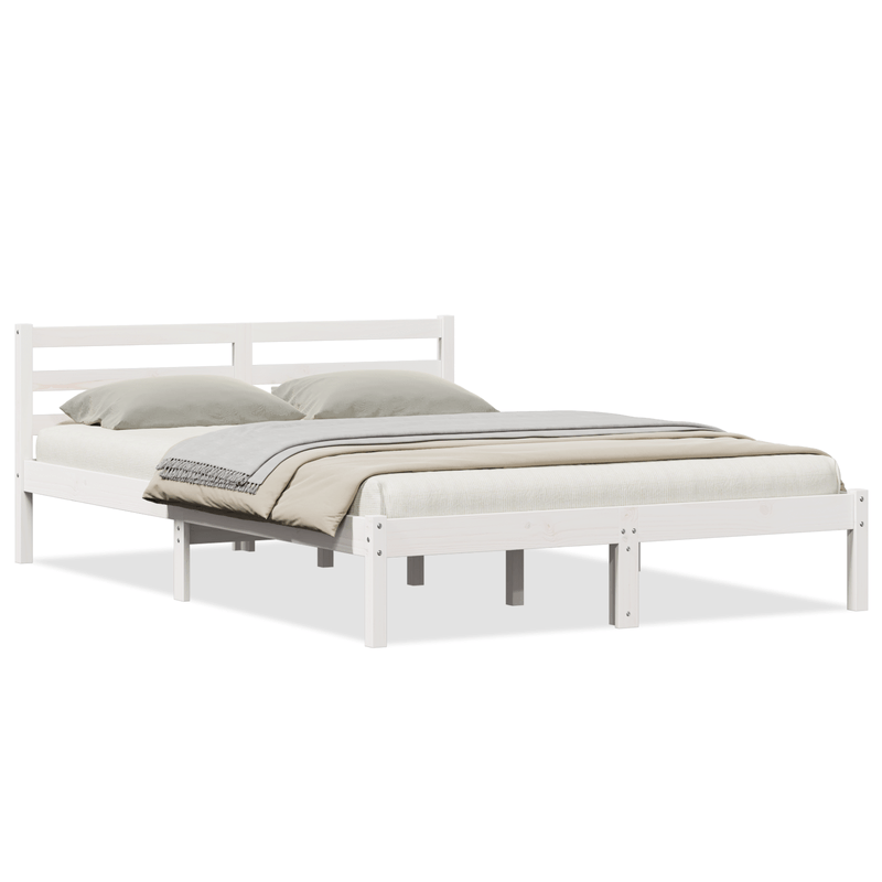 Casa si Gradina - Mobilier - Paturi si accesorii - Paturi - Cadru de pat cu tablie, alb, 140x220 cm, lemn masiv de pin - Infinity.ro