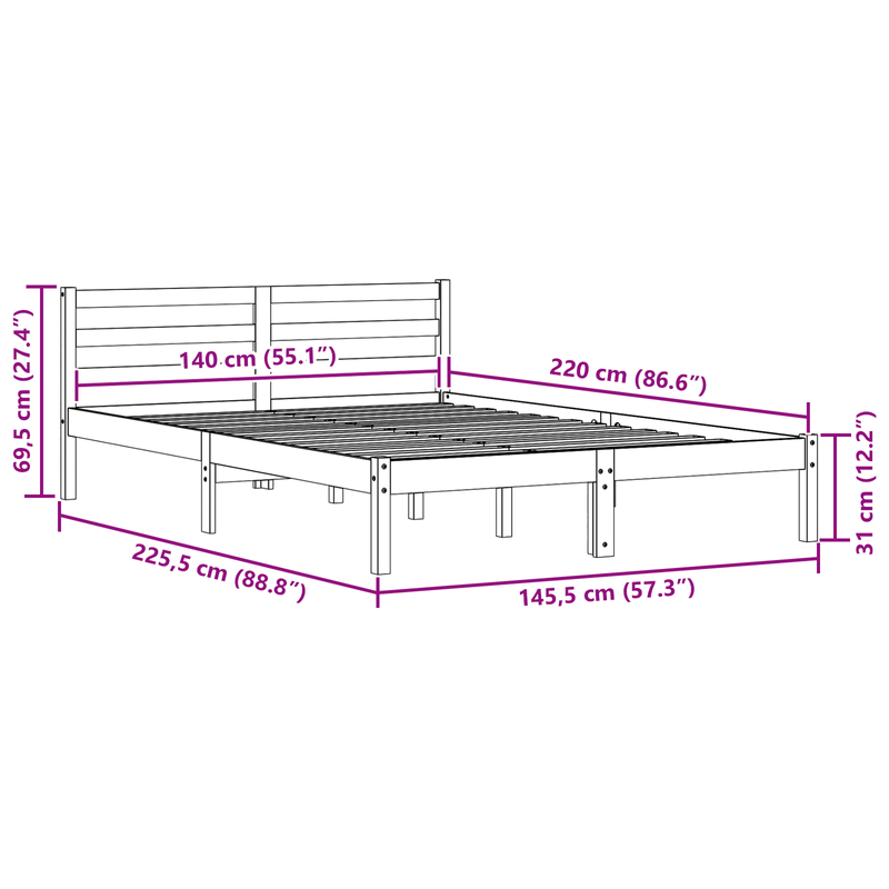Casa si Gradina - Mobilier - Paturi si accesorii - Paturi - Cadru de pat cu tablie, alb, 140x220 cm, lemn masiv de pin - Infinity.ro