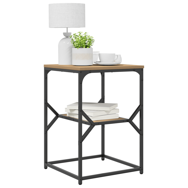 Casa si Gradina - Mobilier - Comode si corpuri - Noptiere - Masa laterala, stejar artizanal, 41x40x60 cm, lemn prelucrat - Infinity.ro