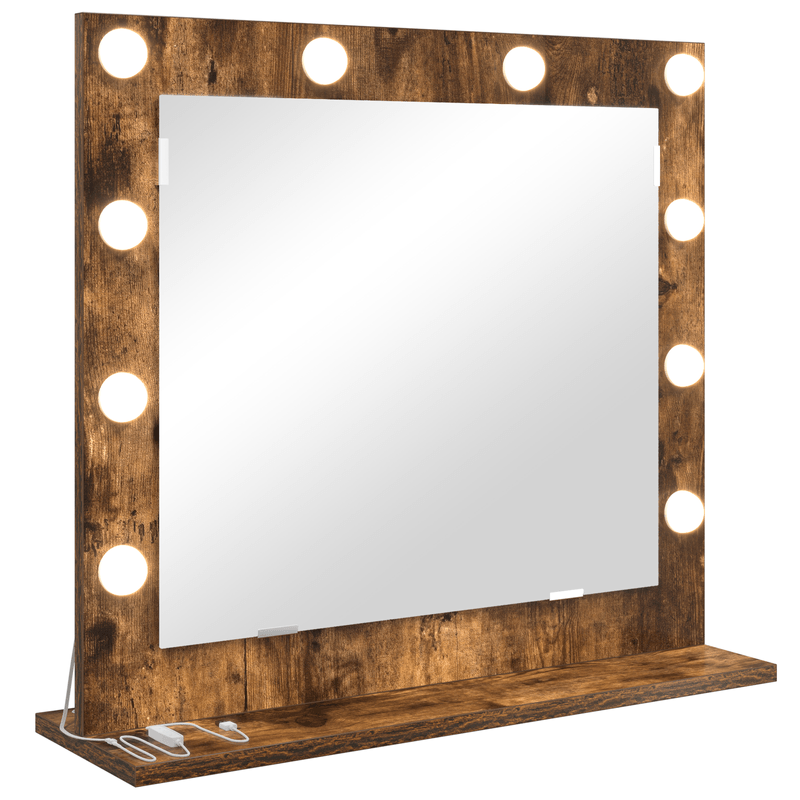 Casa si Gradina - Decoratiuni - Oglinzi - oglinda cu luminile LED, stejar fumuriu 60x55x18 cm - Infinity.ro