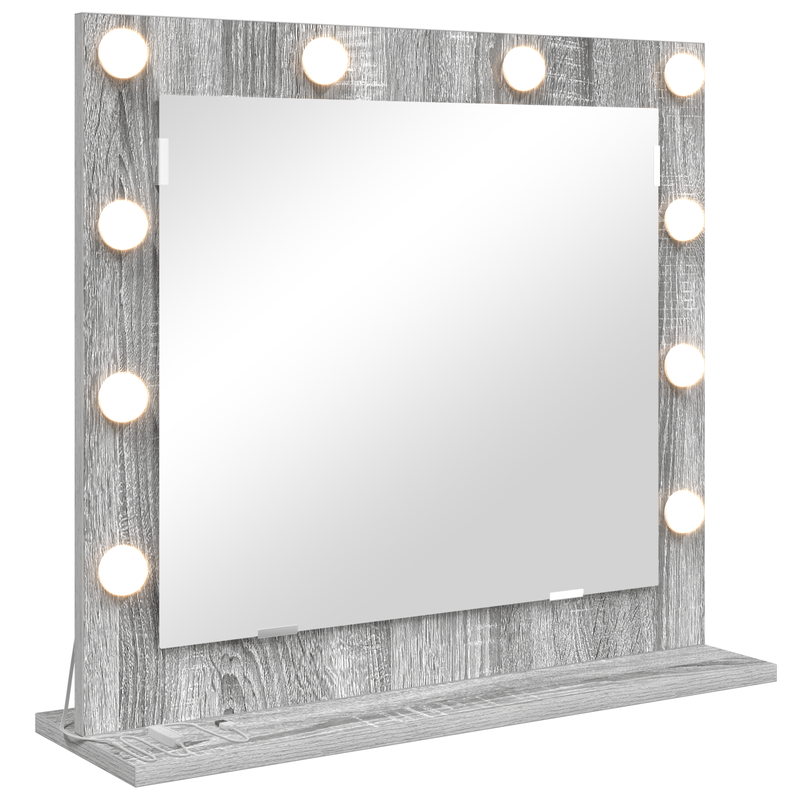 Casa si Gradina - Decoratiuni - Oglinzi - Oglinda de toaleta cu lumini LED Gri Sonoma 60x55x18 cm - Infinity.ro