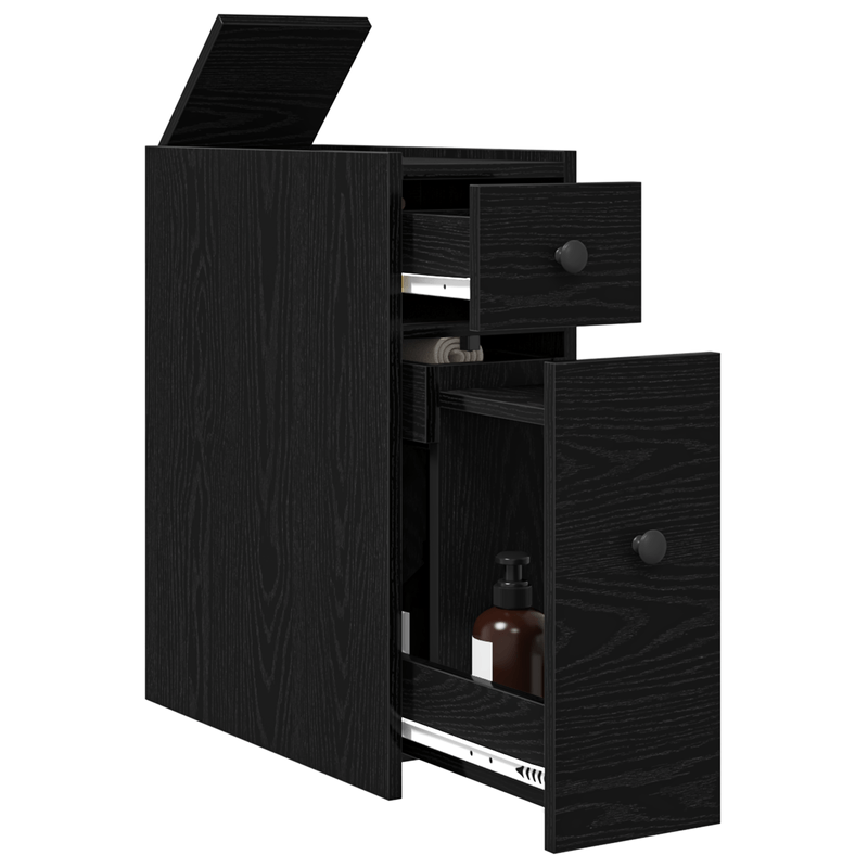 Casa si Gradina - Mobilier - Dulapuri si sifoniere - Dulapuri - Dulap de baie ingust cu roti din stejar negru - Infinity.ro