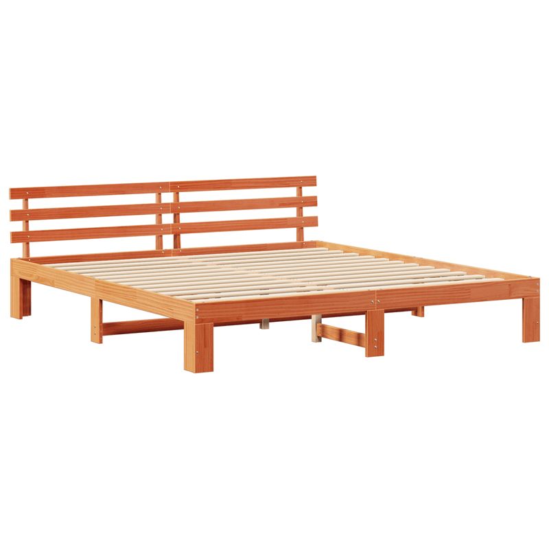 Casa si Gradina - Mobilier - Paturi si accesorii - Paturi - Cadru de pat din lemn de pin Maro cerat Lemn masiv 200 x 200 cm - Infinity.ro