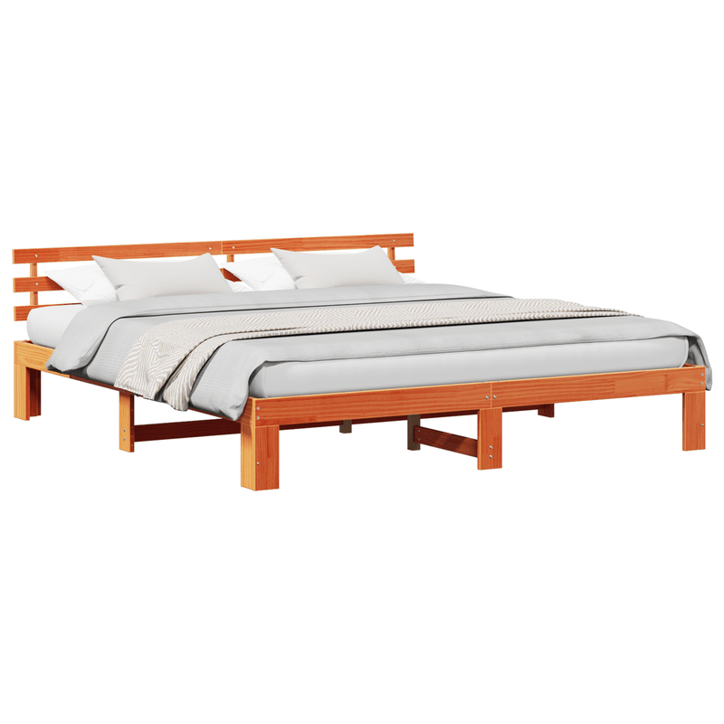 Casa si Gradina - Mobilier - Paturi si accesorii - Paturi - Cadru de pat din lemn de pin Maro cerat Lemn masiv 200 x 200 cm - Infinity.ro