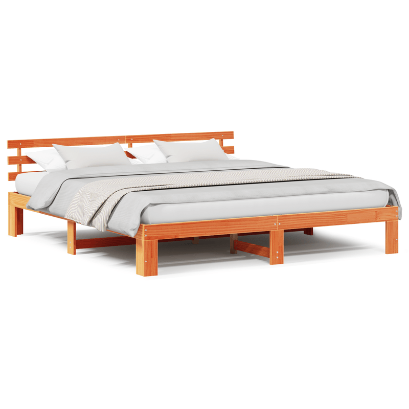 Casa si Gradina - Mobilier - Paturi si accesorii - Paturi - Cadru de pat din lemn de pin Maro cerat Lemn masiv 200 x 200 cm - Infinity.ro
