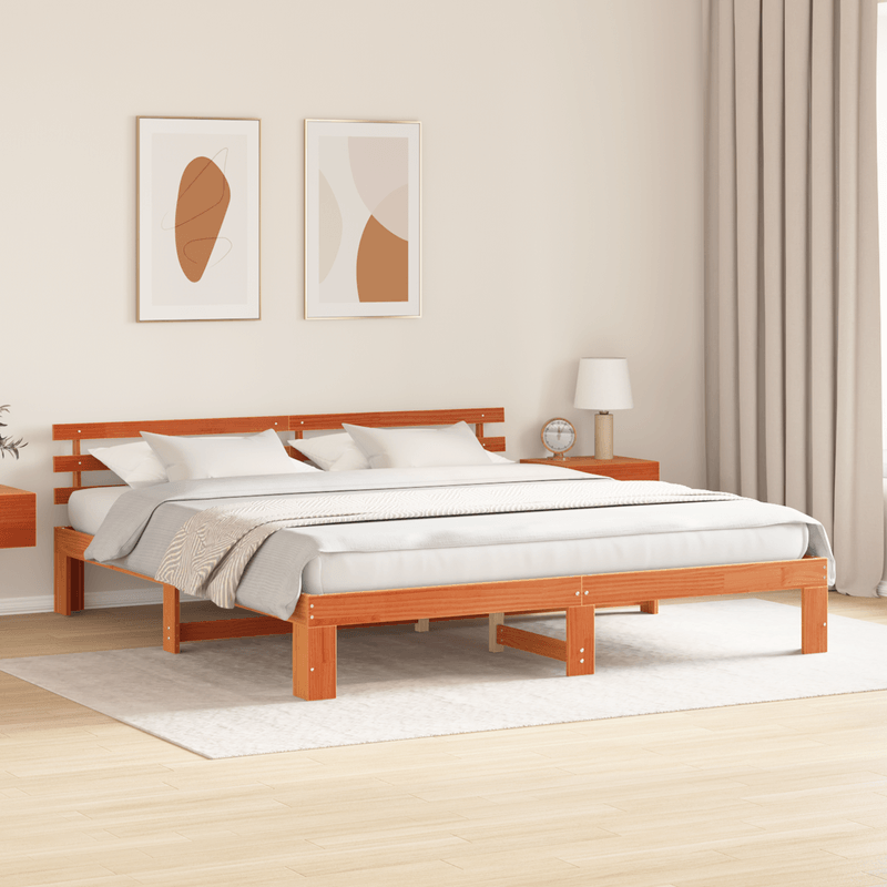 Casa si Gradina - Mobilier - Paturi si accesorii - Paturi - Cadru de pat din lemn de pin Maro cerat Lemn masiv 200 x 200 cm - Infinity.ro