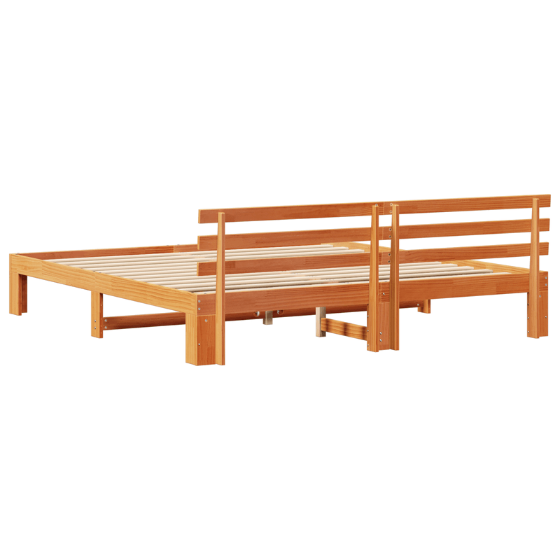 Casa si Gradina - Mobilier - Paturi si accesorii - Paturi - Cadru de pat din lemn de pin Maro cerat Lemn masiv 200 x 200 cm - Infinity.ro