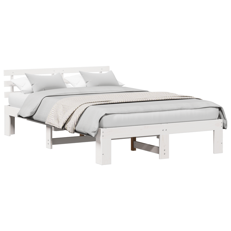 Casa si Gradina - Mobilier - Paturi si accesorii - Paturi - Cadru de Pat Alb din Lemn de Pin Alb Lemn masiv de pin 135 x 190 cm - Infinity.ro
