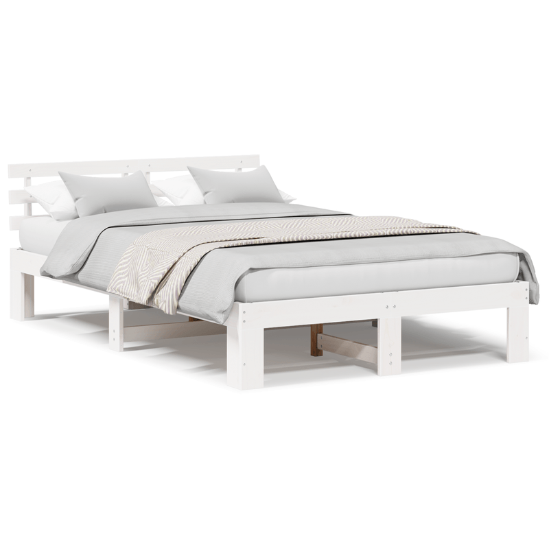 Casa si Gradina - Mobilier - Paturi si accesorii - Paturi - Cadru de Pat Alb din Lemn de Pin Alb Lemn masiv de pin 135 x 190 cm - Infinity.ro