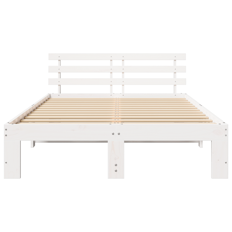Casa si Gradina - Mobilier - Paturi si accesorii - Paturi - Cadru de Pat Alb din Lemn de Pin Alb Lemn masiv de pin 135 x 190 cm - Infinity.ro