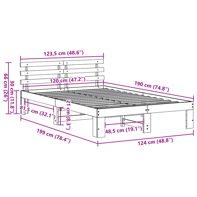 Casa si Gradina - Mobilier - Paturi si accesorii - Paturi - Cadru de pat din lemn de pin Maro cerat Lemn masiv 120 x 190 cm - Infinity.ro