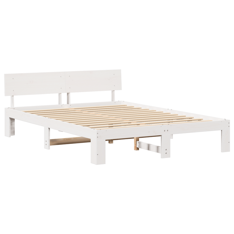Casa si Gradina - Mobilier - Paturi si accesorii - Paturi - Cadru de Pat cu Tablie Alb 140x200 cm Lemn Masiv de Pin - Infinity.ro