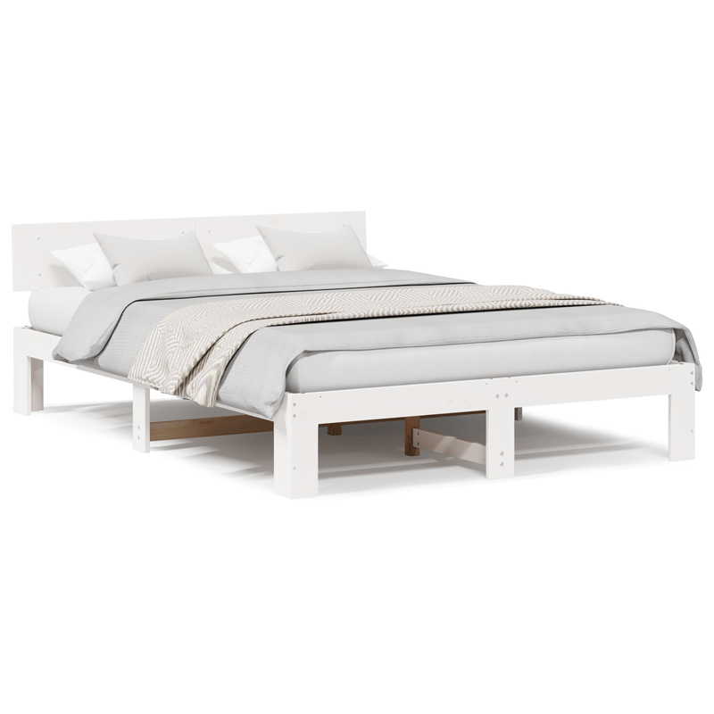 Casa si Gradina - Mobilier - Paturi si accesorii - Paturi - Cadru de Pat cu Tablie Alb 140x200 cm Lemn Masiv de Pin - Infinity.ro