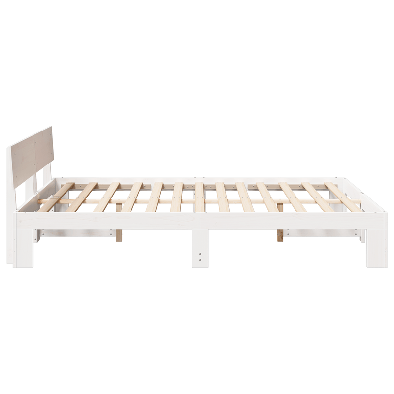 Casa si Gradina - Mobilier - Paturi si accesorii - Paturi - Cadru de Pat cu Tablie Alb 140x200 cm Lemn Masiv de Pin - Infinity.ro