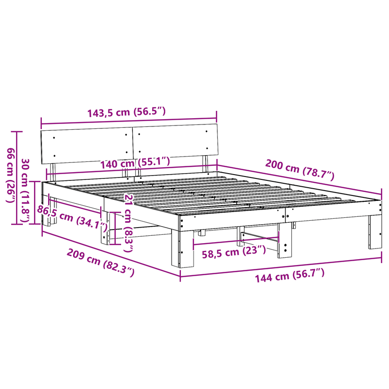 Casa si Gradina - Mobilier - Paturi si accesorii - Paturi - Cadru de Pat cu Tablie Alb 140x200 cm Lemn Masiv de Pin - Infinity.ro