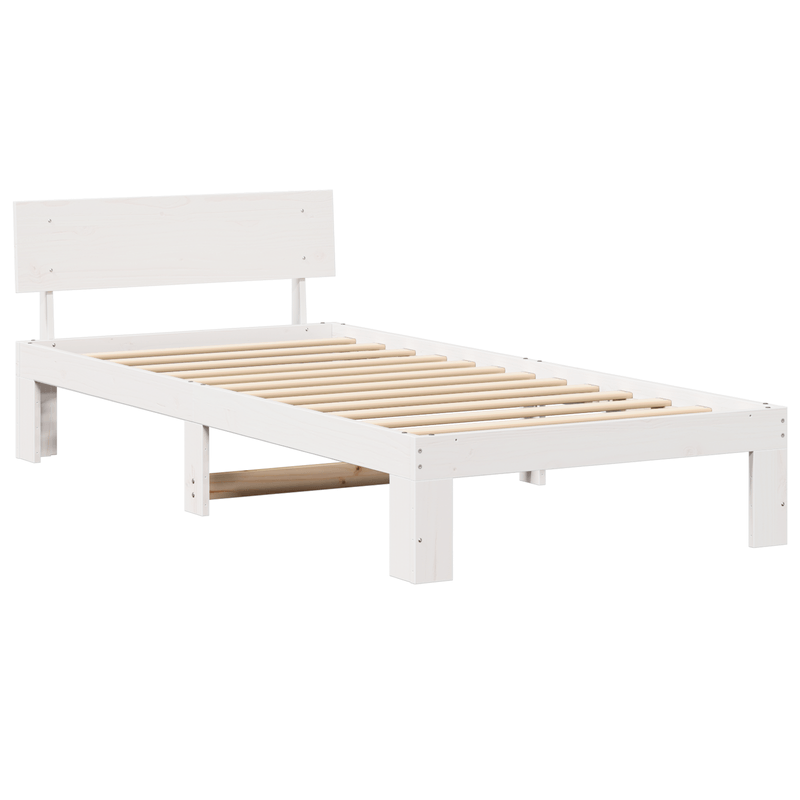 Casa si Gradina - Mobilier - Paturi si accesorii - Paturi - Cadru de pat cu spatar alb 75x190 cm din lemn masiv de pin - Infinity.ro