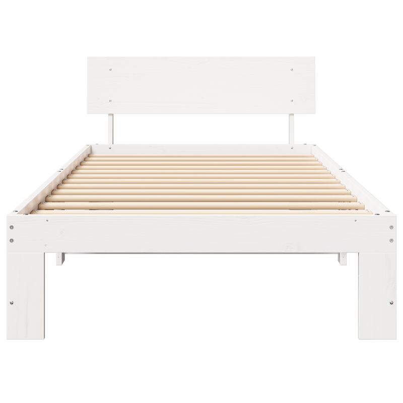 Casa si Gradina - Mobilier - Paturi si accesorii - Paturi - Cadru de pat cu spatar alb 75x190 cm din lemn masiv de pin - Infinity.ro