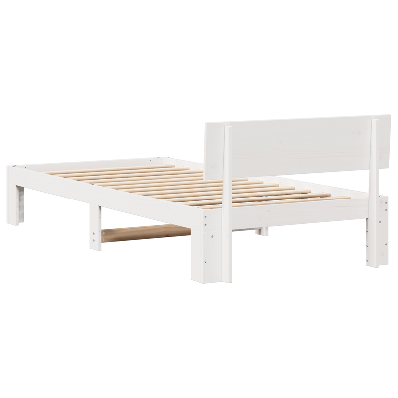 Casa si Gradina - Mobilier - Paturi si accesorii - Paturi - Cadru de pat cu spatar alb 75x190 cm din lemn masiv de pin - Infinity.ro