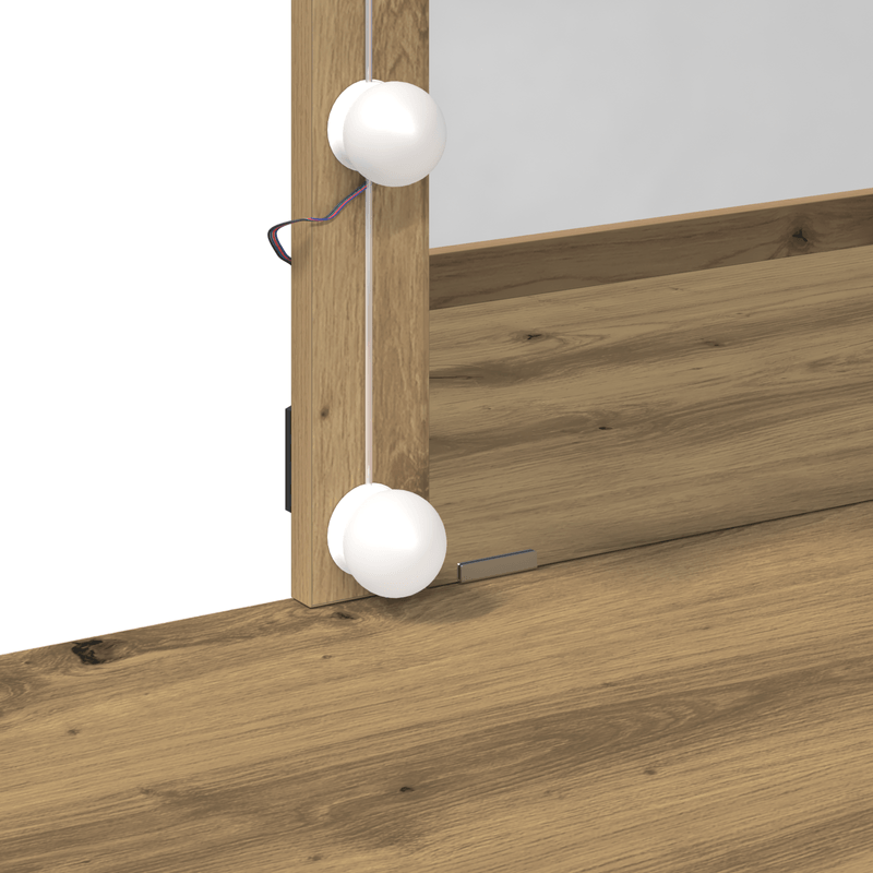 Casa si Gradina - Mobilier - Comode si corpuri - Masute de toaleta - Masa de toaleta oglinda & LED, stejar artizanal, lemn prelucrat - Infinity.ro