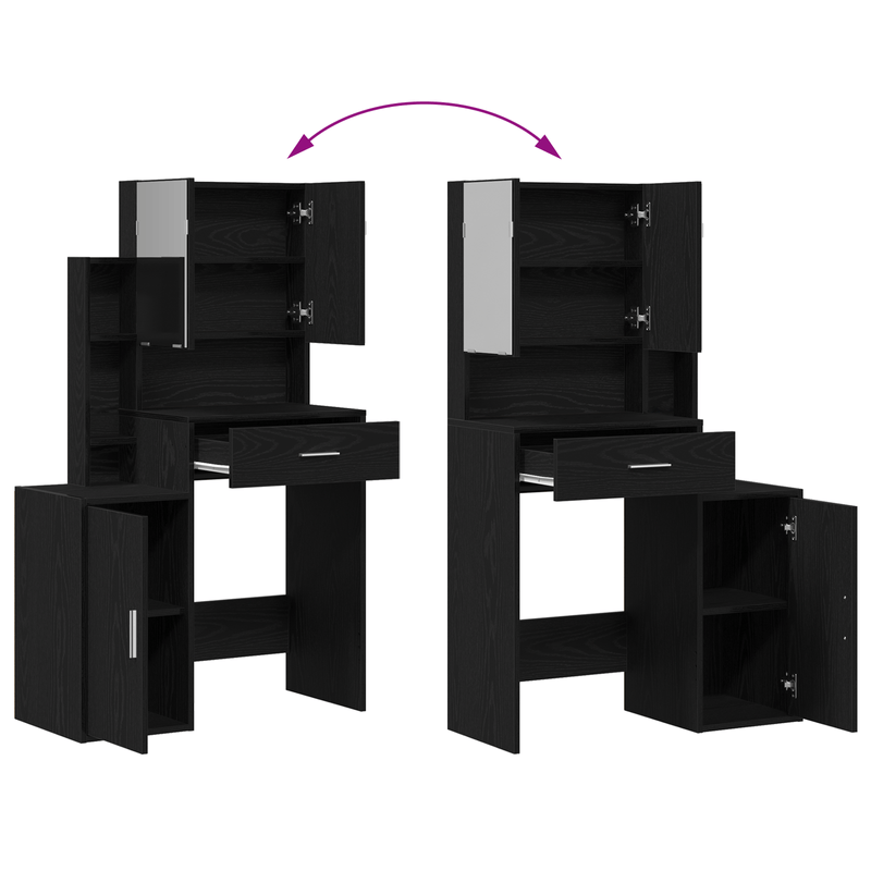 Casa si Gradina - Mobilier - Comode si corpuri - Masute de toaleta - Masa de toaleta oglinda & LED, stejar negru, lemn prelucrat - Infinity.ro