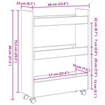 Casa si Gradina - Bucatarie si vesela - Ustensile bucatarie - Cosuri servire - Trotineta de depozitare ingusta 3 Etaje Stejar Negru Lemn Ingineresc - Infinity.ro