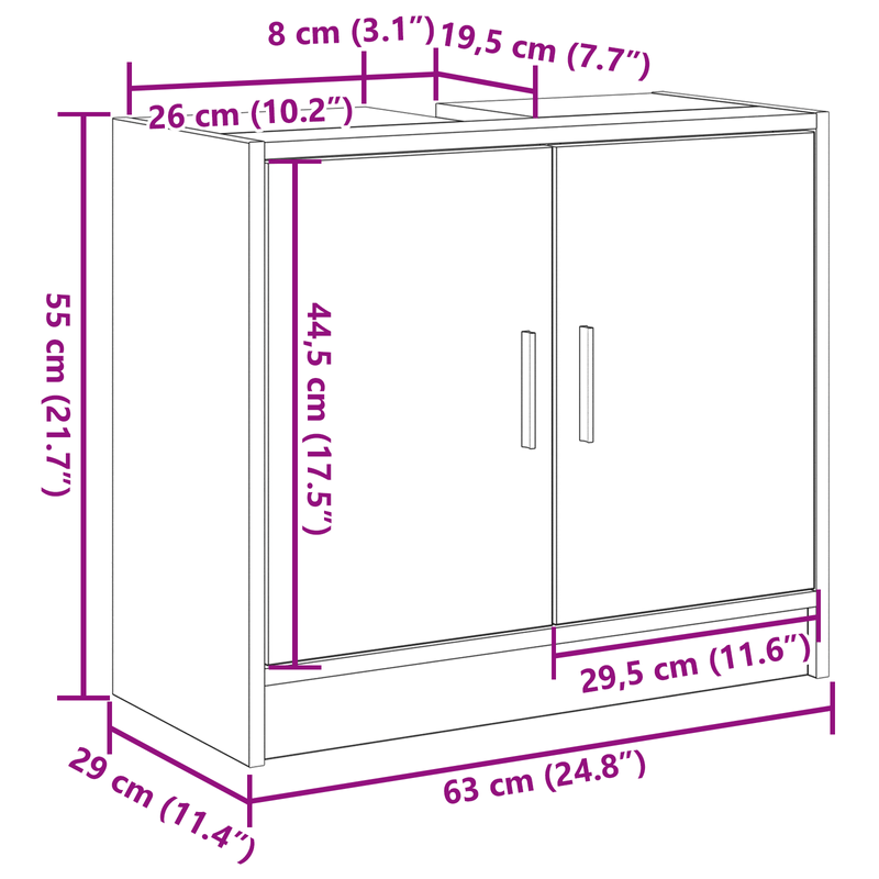 Casa si Gradina - Mobilier - Mobilier baie - Comode baie - Cabinet pentru chiuveta Stejar negru 63x29x55 cm Lemn prelucrat - Infinity.ro