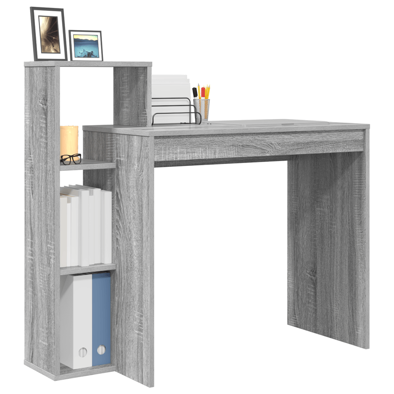 Casa si Gradina - Mobilier - Mese si birouri - Birouri - Birou de calculator Gri sonoma Placi aglomerate Mediu Rafturi - Infinity.ro