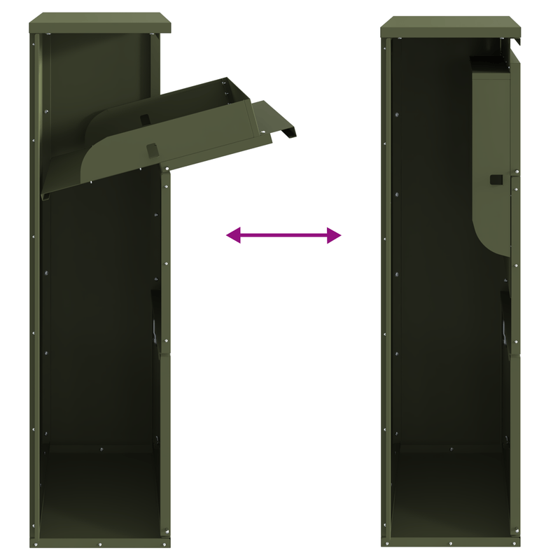 Casa si Gradina - Constructii - Depozitare, transport si protectie - Cutii postale - Cutie de drop verde masliniu 44x22x82 cm Otel - Infinity.ro