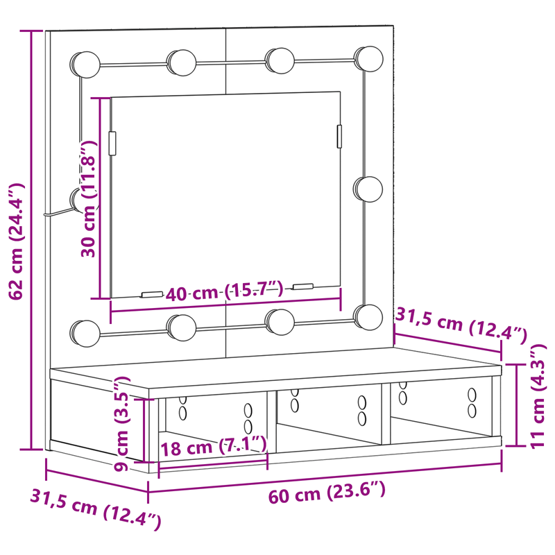 Casa si Gradina - Mobilier - Comode si corpuri - Masute de toaleta - Unitatea de Vanitate din Stejar Negru Stejar Negru Lemn Medie - Infinity.ro