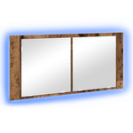 Casa si Gradina - Mobilier - Mobilier baie - Comode baie - Dulap oglinda LED Lemn Vechi 100x12x45 cm Lemn Ingineresc - Infinity.ro