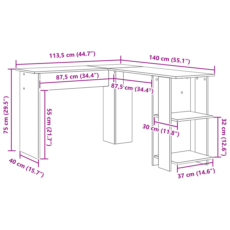 Casa si Gradina - Mobilier - Mese si birouri - Birouri - Birou Modern din Beton Gri in Colt Gri beton Placi aglomerate Medie - Infinity.ro