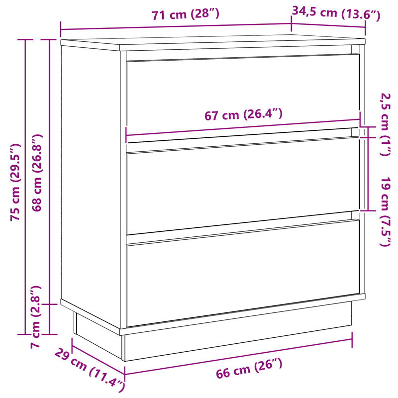 Casa si Gradina - Mobilier - Comode si corpuri - Noptiere - Noptiera cu LED, alb, 71x34,5x75 cm, lemn prelucrat - Infinity.ro
