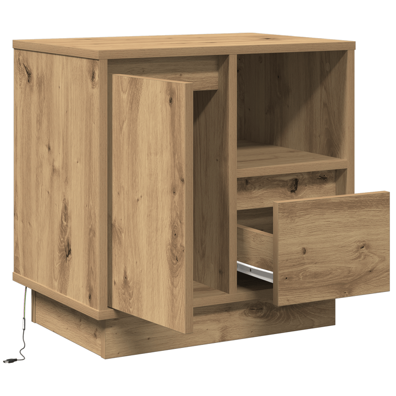 Casa si Gradina - Mobilier - Comode si corpuri - Noptiere - Noptiera cu LED 2 buc Artisan Stejar 50x34,5x50 cm - Infinity.ro
