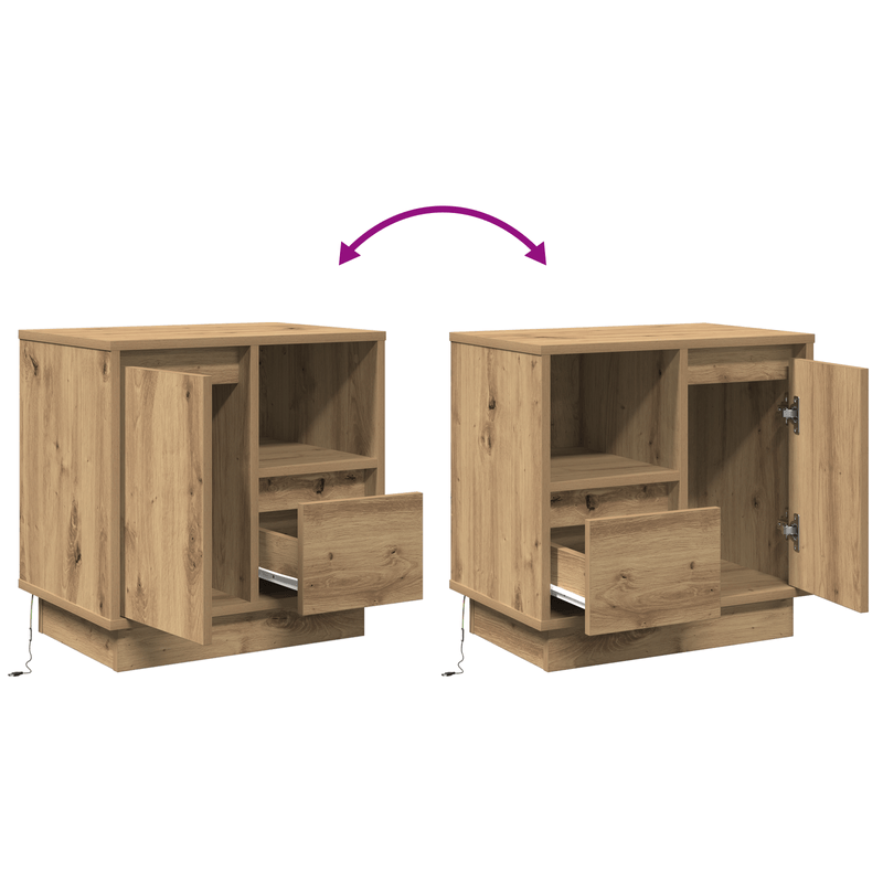 Casa si Gradina - Mobilier - Comode si corpuri - Noptiere - Noptiera cu LED 2 buc Artisan Stejar 50x34,5x50 cm - Infinity.ro