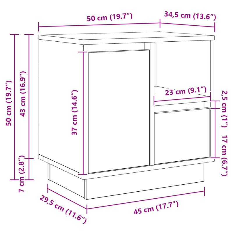 Casa si Gradina - Mobilier - Comode si corpuri - Noptiere - Noptiera cu LED 2 buc Artisan Stejar 50x34,5x50 cm - Infinity.ro