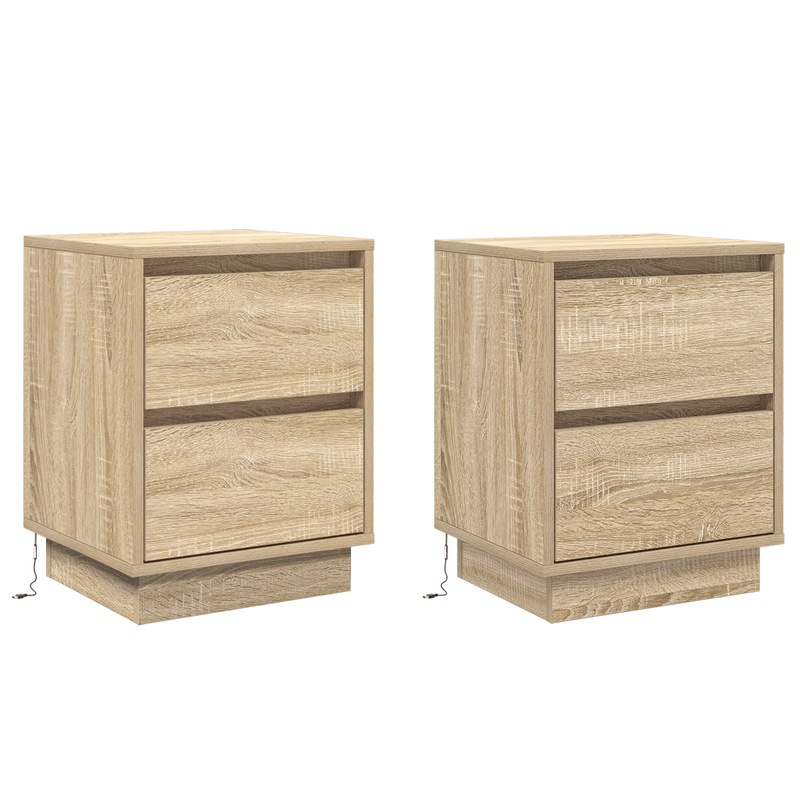 Casa si Gradina - Mobilier - Comode si corpuri - Noptiere - Noptierile cu LED 2 pcs Sonoma Oak 39x34.5x50 cm - Infinity.ro