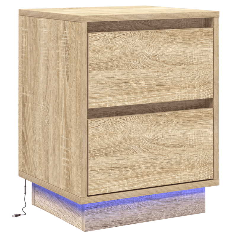Casa si Gradina - Mobilier - Comode si corpuri - Noptiere - Noptierile cu LED 2 pcs Sonoma Oak 39x34.5x50 cm - Infinity.ro